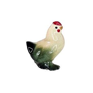 Hagen Renaker Tiny Hen Chicken Green Cream Red Miniature Figurine Bird